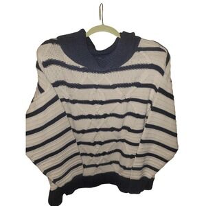 Women's‎ CHAPS XL Chunky Knit Sweater Blue/White Scandi Girl